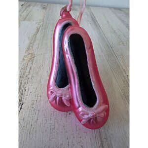 Pink glass slipper large ballet ornament pink glitter dancer tree Xmas